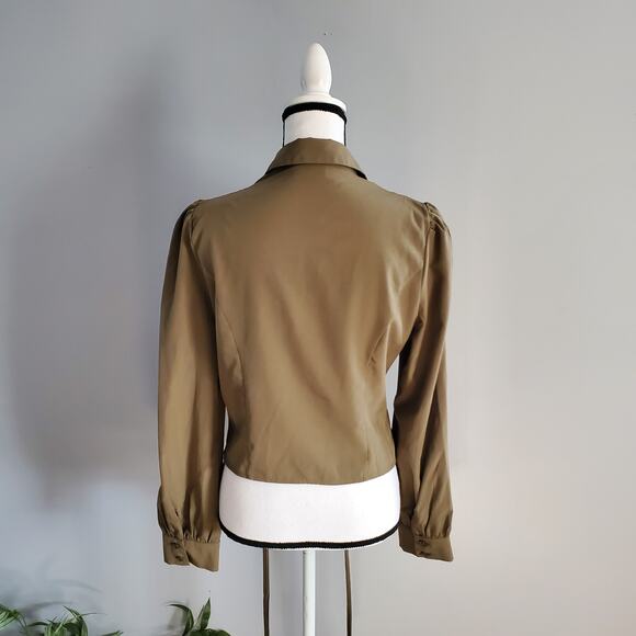 milk + honey Olive Green Button Down Drawstring Top L - Picture 2 of 8